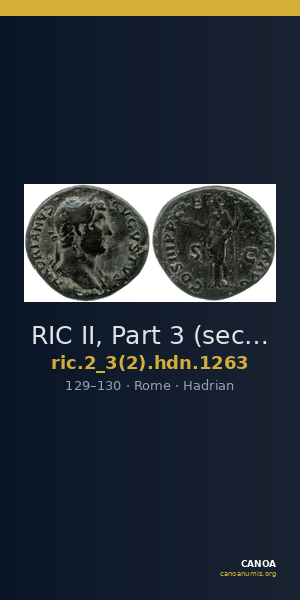 RIC II, Part 3 (second edition) Hadrian 1263 — CANOA
