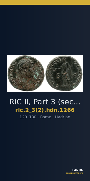 RIC II, Part 3 (second edition) Hadrian 1266 — CANOA