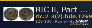 RIC II, Part 3 (second edition) Hadrian 1269 — CANOA
