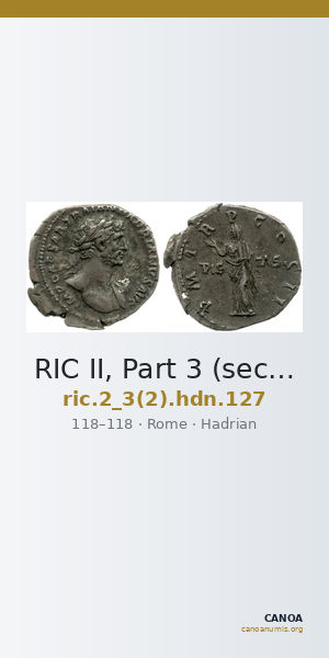 RIC II, Part 3 (second edition) Hadrian 127 — CANOA