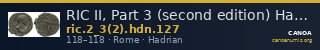 RIC II, Part 3 (second edition) Hadrian 127 — CANOA