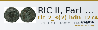 RIC II, Part 3 (second edition) Hadrian 1274 — CANOA
