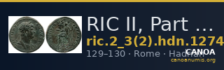 RIC II, Part 3 (second edition) Hadrian 1274 — CANOA
