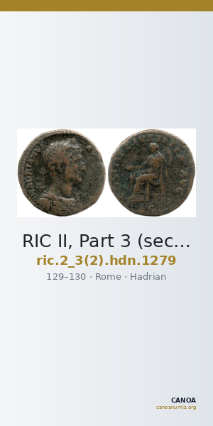 RIC II, Part 3 (second edition) Hadrian 1279 — CANOA