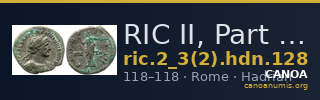 RIC II, Part 3 (second edition) Hadrian 128 — CANOA