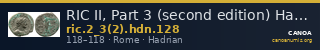 RIC II, Part 3 (second edition) Hadrian 128 — CANOA