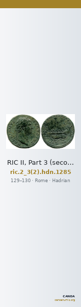 RIC II, Part 3 (second edition) Hadrian 1285 — CANOA