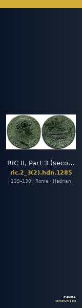 RIC II, Part 3 (second edition) Hadrian 1285 — CANOA
