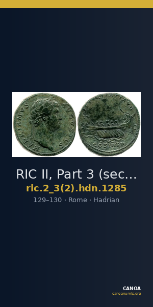 RIC II, Part 3 (second edition) Hadrian 1285 — CANOA