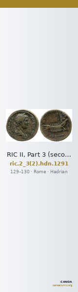 RIC II, Part 3 (second edition) Hadrian 1291 — CANOA