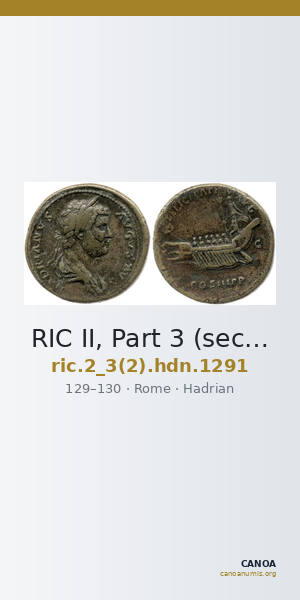 RIC II, Part 3 (second edition) Hadrian 1291 — CANOA