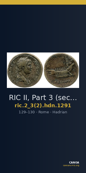 RIC II, Part 3 (second edition) Hadrian 1291 — CANOA