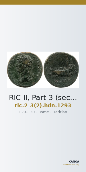 RIC II, Part 3 (second edition) Hadrian 1293 — CANOA