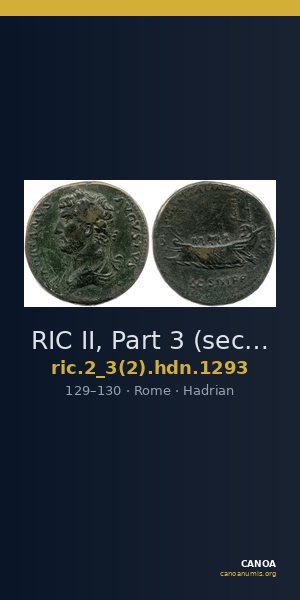 RIC II, Part 3 (second edition) Hadrian 1293 — CANOA