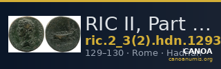 RIC II, Part 3 (second edition) Hadrian 1293 — CANOA