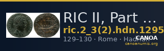 RIC II, Part 3 (second edition) Hadrian 1295 — CANOA