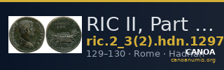 RIC II, Part 3 (second edition) Hadrian 1297 — CANOA