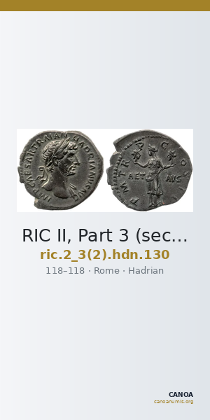 RIC II, Part 3 (second edition) Hadrian 130 — CANOA