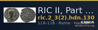 RIC II, Part 3 (second edition) Hadrian 130 — CANOA