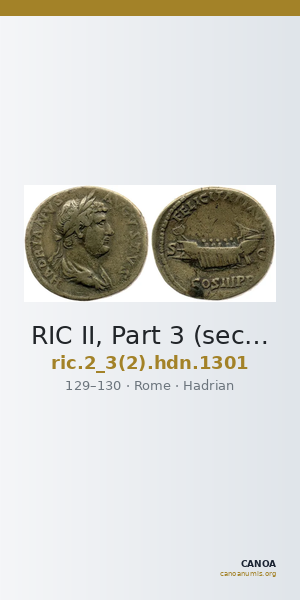 RIC II, Part 3 (second edition) Hadrian 1301 — CANOA