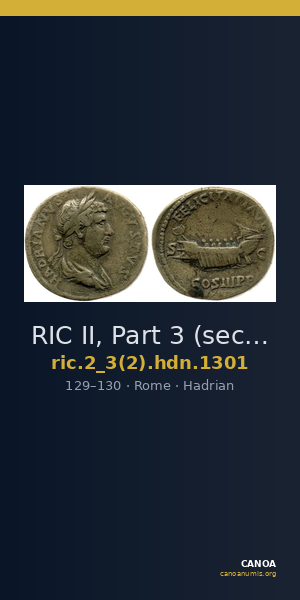 RIC II, Part 3 (second edition) Hadrian 1301 — CANOA
