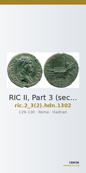RIC II, Part 3 (second edition) Hadrian 1302 — CANOA