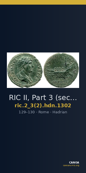 RIC II, Part 3 (second edition) Hadrian 1302 — CANOA