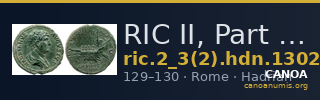RIC II, Part 3 (second edition) Hadrian 1302 — CANOA