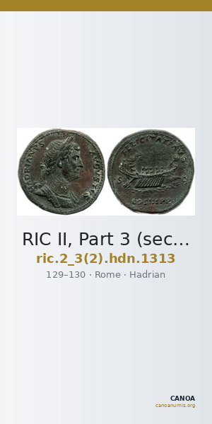 RIC II, Part 3 (second edition) Hadrian 1313 — CANOA