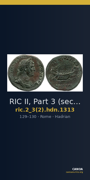 RIC II, Part 3 (second edition) Hadrian 1313 — CANOA