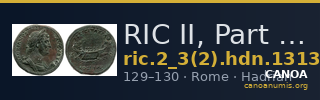 RIC II, Part 3 (second edition) Hadrian 1313 — CANOA
