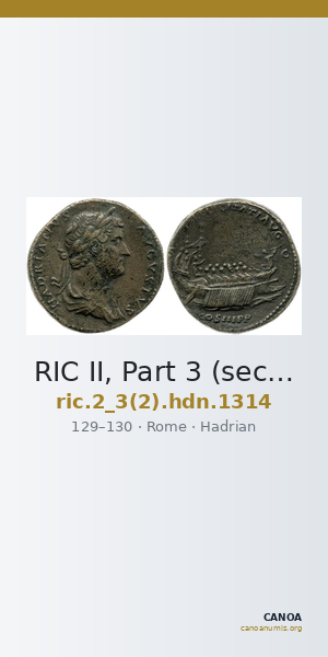RIC II, Part 3 (second edition) Hadrian 1314 — CANOA