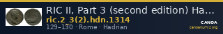 RIC II, Part 3 (second edition) Hadrian 1314 — CANOA