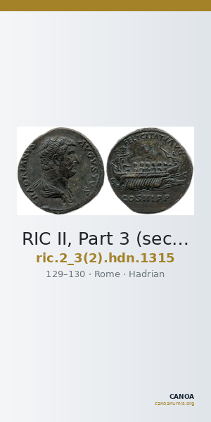RIC II, Part 3 (second edition) Hadrian 1315 — CANOA