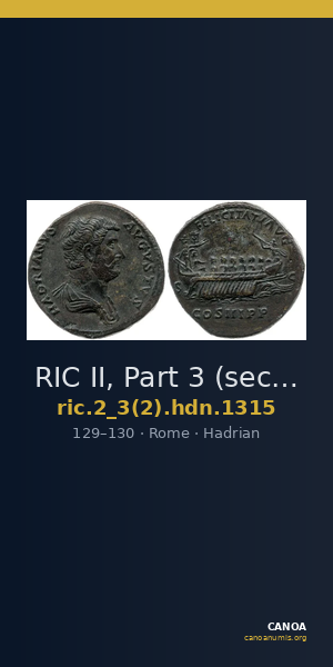 RIC II, Part 3 (second edition) Hadrian 1315 — CANOA