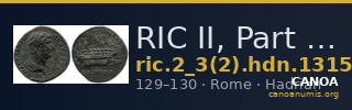 RIC II, Part 3 (second edition) Hadrian 1315 — CANOA