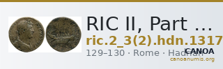 RIC II, Part 3 (second edition) Hadrian 1317 — CANOA