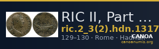 RIC II, Part 3 (second edition) Hadrian 1317 — CANOA