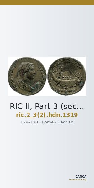 RIC II, Part 3 (second edition) Hadrian 1319 — CANOA