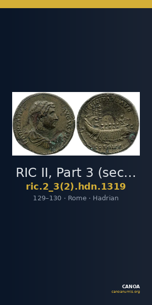 RIC II, Part 3 (second edition) Hadrian 1319 — CANOA
