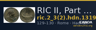 RIC II, Part 3 (second edition) Hadrian 1319 — CANOA