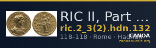 RIC II, Part 3 (second edition) Hadrian 132 — CANOA