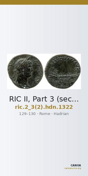 RIC II, Part 3 (second edition) Hadrian 1322 — CANOA