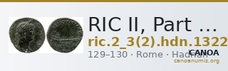 RIC II, Part 3 (second edition) Hadrian 1322 — CANOA