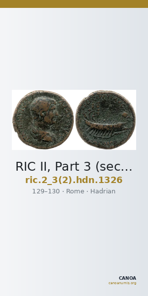 RIC II, Part 3 (second edition) Hadrian 1326 — CANOA