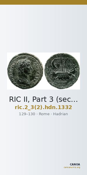 RIC II, Part 3 (second edition) Hadrian 1332 — CANOA
