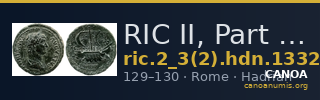 RIC II, Part 3 (second edition) Hadrian 1332 — CANOA