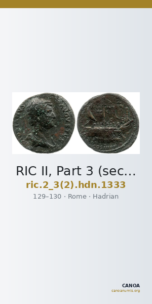 RIC II, Part 3 (second edition) Hadrian 1333 — CANOA