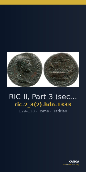 RIC II, Part 3 (second edition) Hadrian 1333 — CANOA