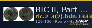 RIC II, Part 3 (second edition) Hadrian 1333 — CANOA